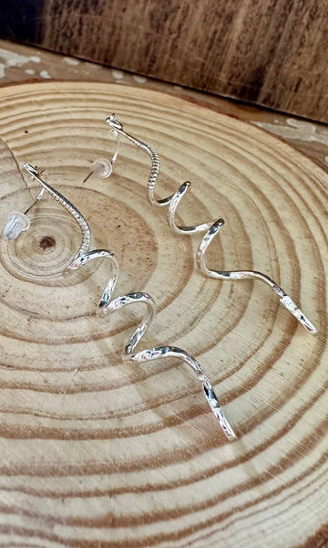 SNAKE CHARMERS Silver and Turquoise Dangle Earrings