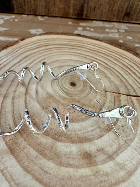 SNAKE CHARMERS Silver and Turquoise Dangle Earrings