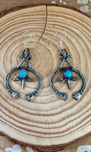 NAJA HANDS NAVAJO Sterling Silver and Turquoise Statement Earrings