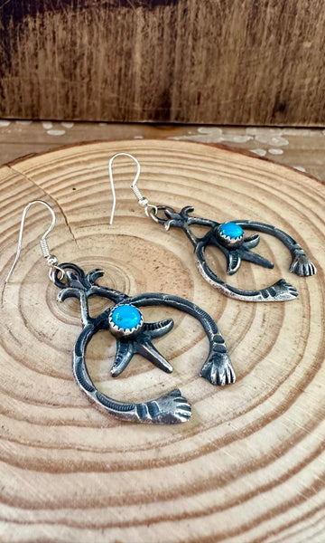 NAJA HANDS NAVAJO Sterling Silver and Turquoise Statement Earrings