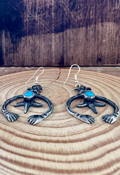 NAJA HANDS NAVAJO Sterling Silver and Turquoise Statement Earrings