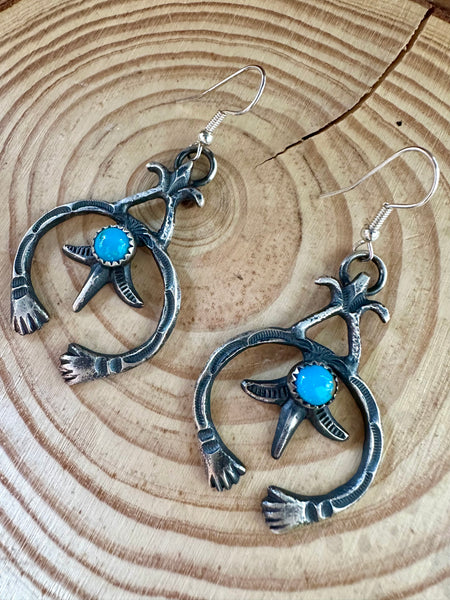 NAJA HANDS NAVAJO Sterling Silver and Turquoise Statement Earrings
