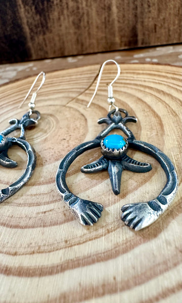 NAJA HANDS NAVAJO Sterling Silver and Turquoise Statement Earrings