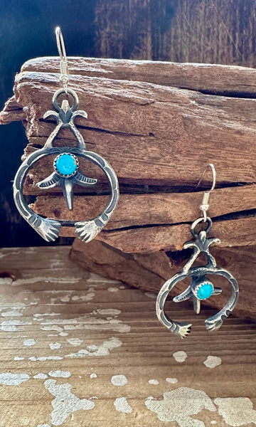 NAJA HANDS NAVAJO Sterling Silver and Turquoise Statement Earrings