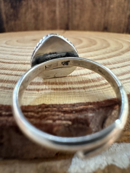 SHELL HEART Pink Conch and Sterling Silver Oval Ring • Adjustable