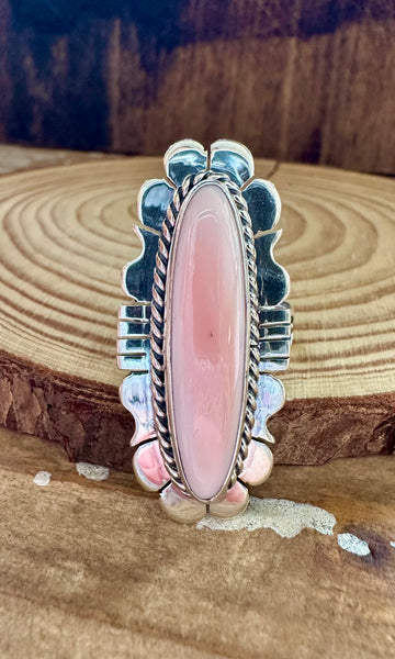 LUCIAN KOINVA Pink Conch Shell and Sterling Silver Ring • 7.5, 8.5 Adjustable Sizes