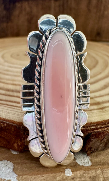 LUCIAN KOINVA Pink Conch Shell and Sterling Silver Ring • 7.5, 8.5 Adjustable Sizes