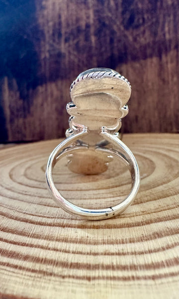 PINK CONCH GODDESS Sterling Silver & Shell Statement Ring • 8 1/2