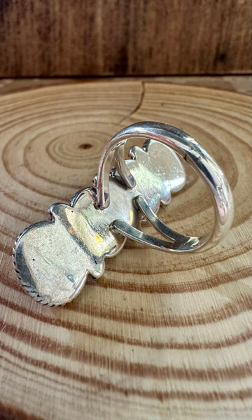 PINK CONCH GODDESS Sterling Silver & Shell Statement Ring • 8 1/2