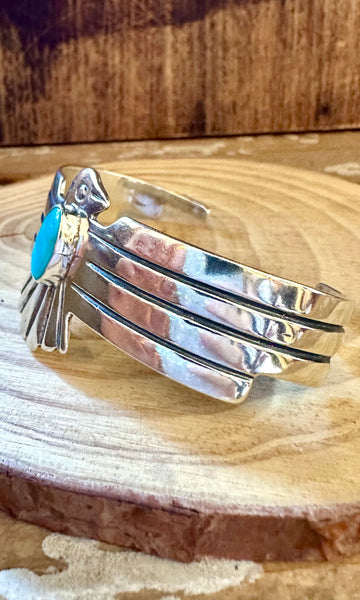 BLUE THUNDERBIRD Sterling Silver & Turquoise Large Cuff