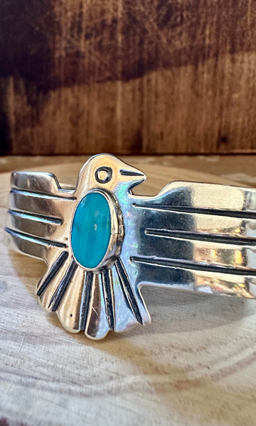 BLUE THUNDERBIRD Sterling Silver & Turquoise Large Cuff