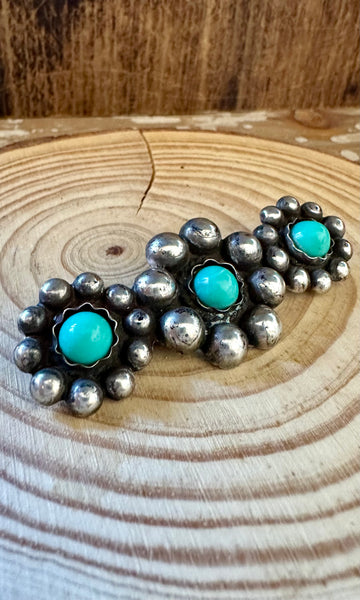 THREE BLUE FLOWERS Vintage 30s Brooch