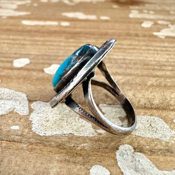 OCEAN VIEW Sterling Silver & Turquoise Ring, Native American Style Jewelry • Size 7