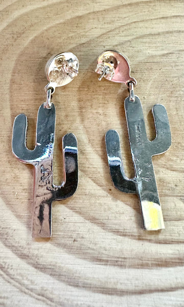 SILVER CACTUS DELIGHT Turquoise Stud Earrings