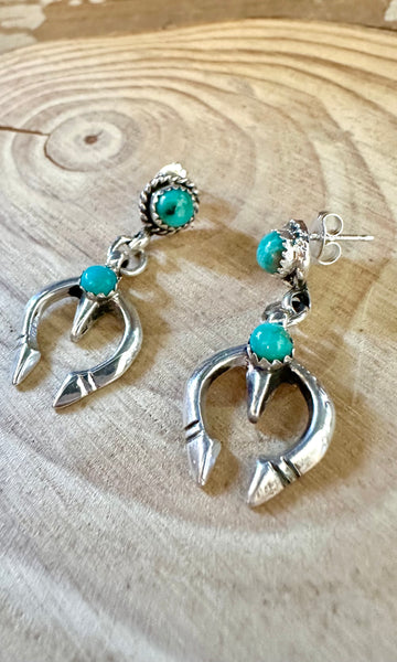 NAJA CRESCENT Turquoise & Sterling Silver Stud Earrings