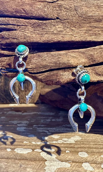 NAJA CRESCENT Turquoise & Sterling Silver Stud Earrings