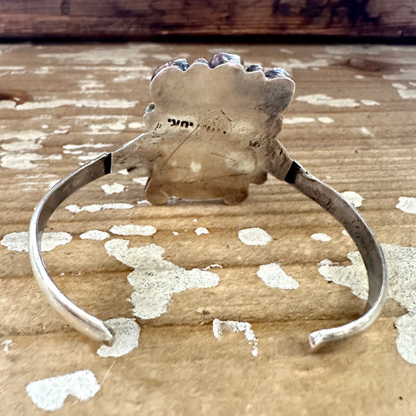 ROYAL CROWN 70s Sterling Silver Coral Turquoise Cuff • 24g