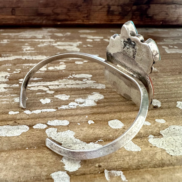 SUMMER BREEZE 70s Sterling Silver Spiny Oyster Turquoise Cuff • 26g