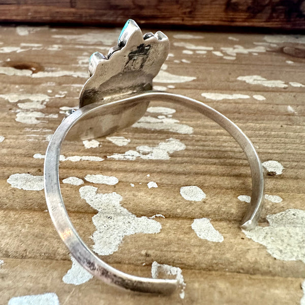 SUMMER BREEZE 70s Sterling Silver Spiny Oyster Turquoise Cuff • 26g