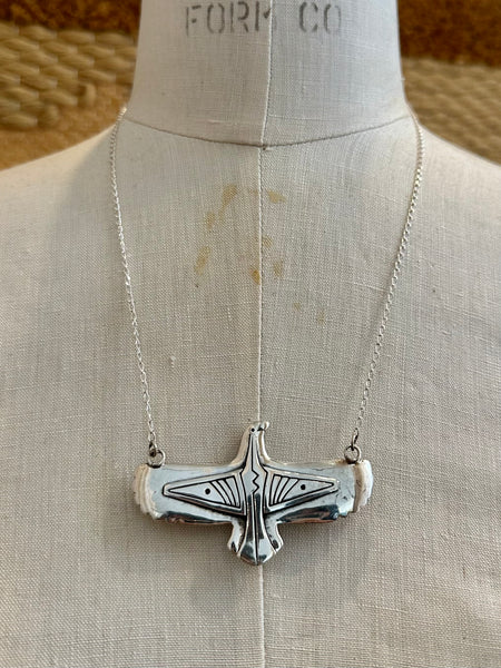 THUNDERBIRD INLAY Whitehorse Inlay Handmade Sterling Silver & Multi-Stone Inlay Necklace Pendant