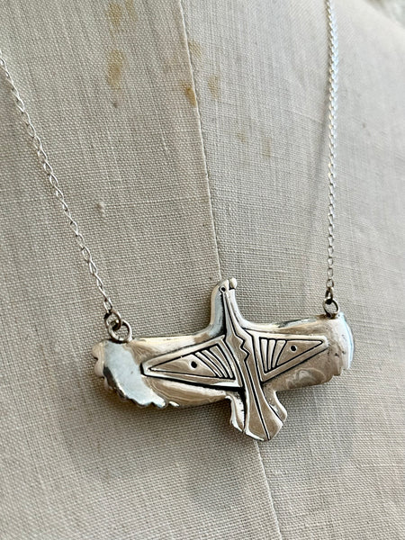 THUNDERBIRD INLAY Whitehorse Inlay Handmade Sterling Silver & Multi-Stone Inlay Necklace Pendant