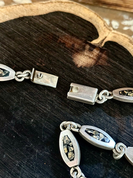 MEXICAN MEDALLION Handmade Sterling Silver & Inlayed Jasper Stone Necklace Pendant • 134g