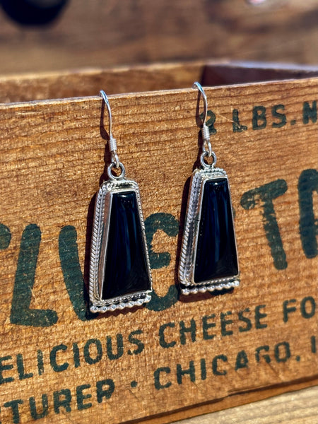 ONYX NIGHT Sterling Silver & Onyx Earrings Handcrafted Native Made