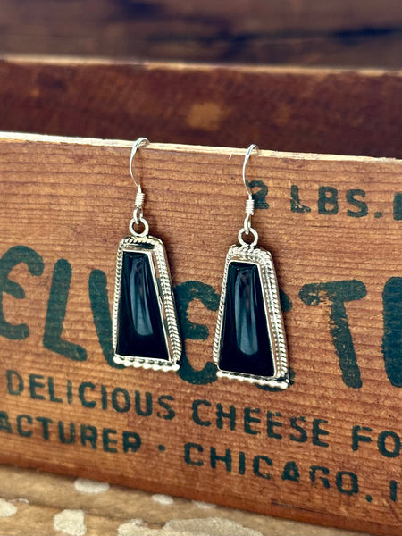 ONYX NIGHT Sterling Silver & Onyx Earrings Handcrafted Native Made
