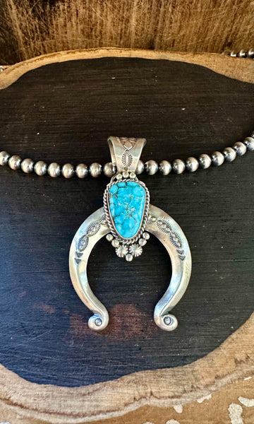 NAVAJO TURQUOISE HORSEBEND Necklace Pendant
