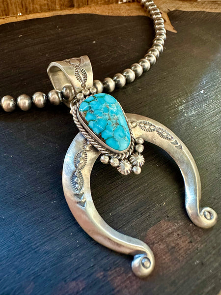 NAVAJO TURQUOISE HORSEBEND Necklace Pendant
