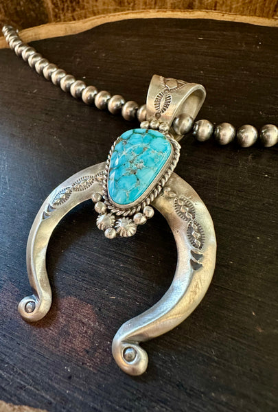 NAVAJO TURQUOISE HORSEBEND Necklace Pendant