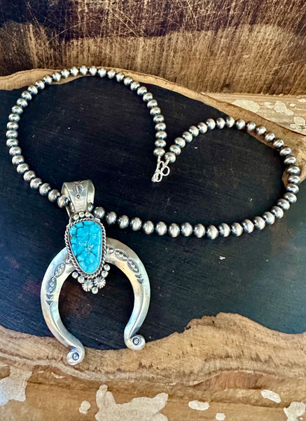 NAVAJO TURQUOISE HORSEBEND Necklace Pendant
