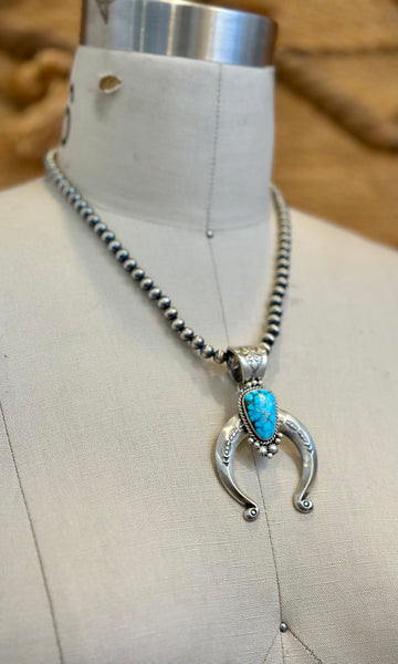 NAVAJO TURQUOISE HORSEBEND Necklace Pendant