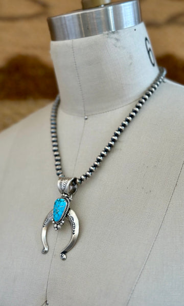 NAVAJO TURQUOISE HORSEBEND Necklace Pendant