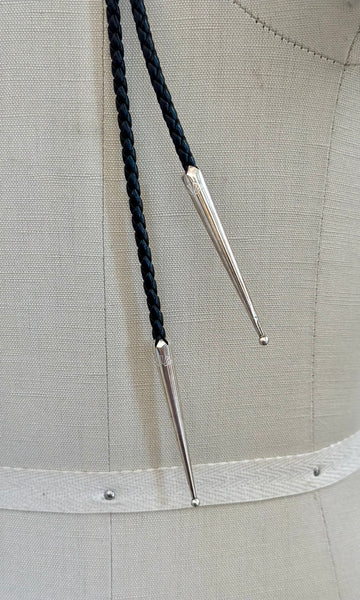 STEVE FRANCISCO Navajo Turquoise Mosaic Bolo Tie w/ Leather Cord