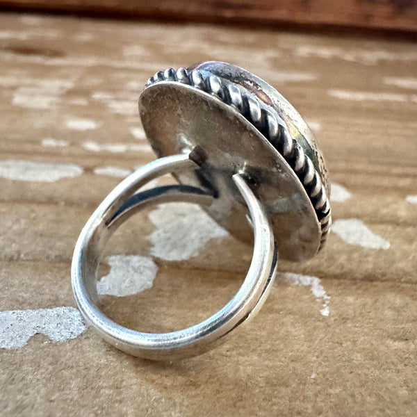SCOTT SKEETS Navajo Bumblebee Jasper and Sterling Silver Ring • Size 6