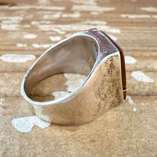 TULLY GUSTINE Navajo Multi Stone Geometric Inlay Ring Mens • Size 13