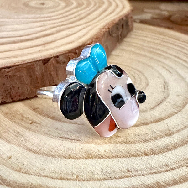 MINNIE MOUSE Paula Leekity Zuni Toons Sterling Silver Muli-Stone Inlay Ring • Size 6