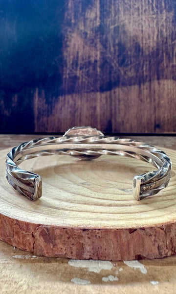 VINTAGE AQUATIC Turquoise and Sterling Silver Mens Cuff