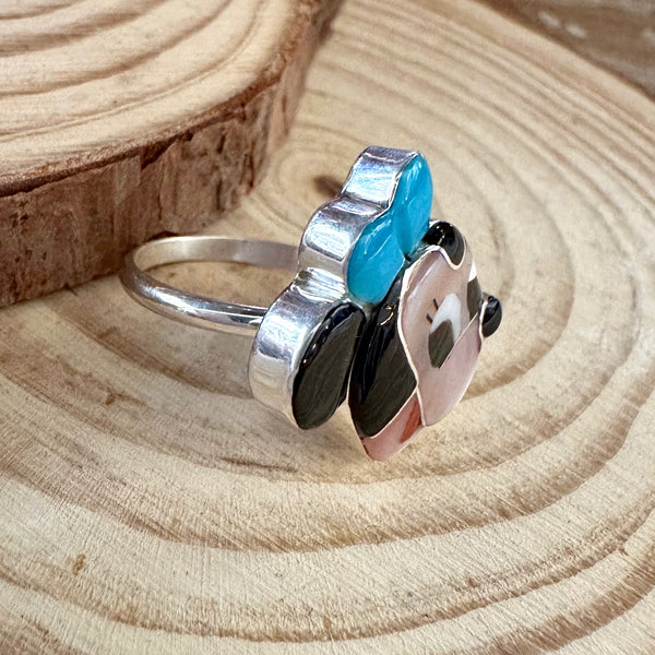 MINNIE MOUSE Paula Leekity Zuni Toons Sterling Silver Muli-Stone Inlay Ring • Size 6