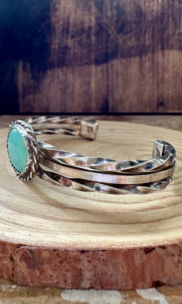 VINTAGE AQUATIC Turquoise and Sterling Silver Mens Cuff