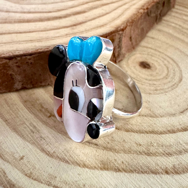MINNIE MOUSE Paula Leekity Zuni Toons Sterling Silver Muli-Stone Inlay Ring • Size 6