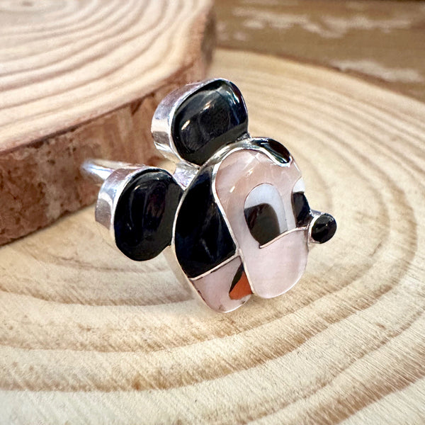 MICKEY MOUSE Paula Leekity Zuni Toons Sterling Silver Muli-Stone Inlay Ring • Sizes 7 1/4