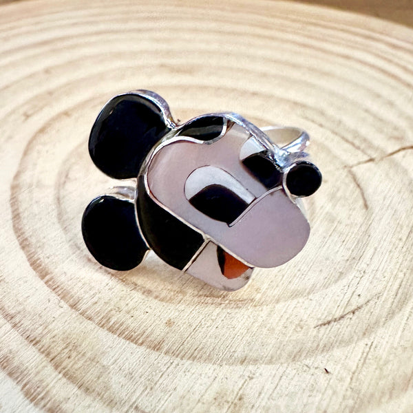 MICKEY MOUSE Paula Leekity Zuni Toons Sterling Silver Muli-Stone Inlay Ring • Sizes 7 1/4