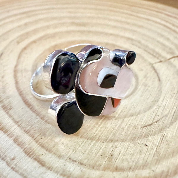 MICKEY MOUSE Paula Leekity Zuni Toons Sterling Silver Muli-Stone Inlay Ring • Sizes 7 1/4