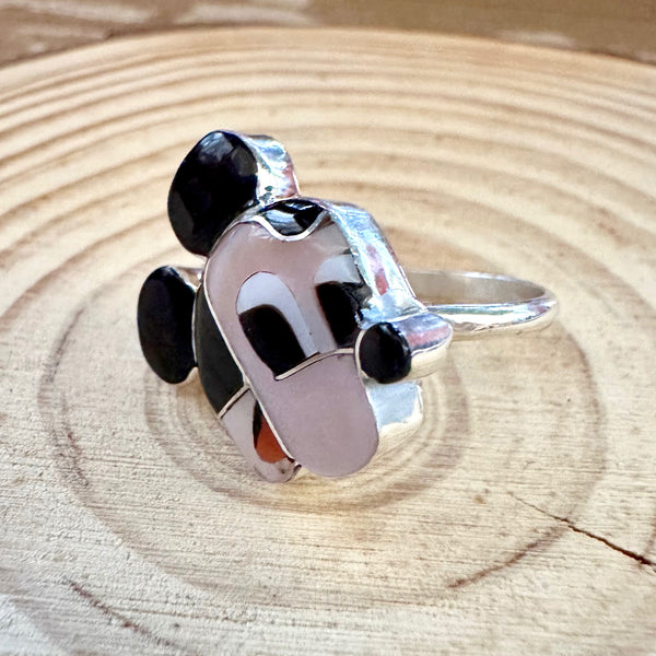 MICKEY MOUSE Paula Leekity Zuni Toons Sterling Silver Muli-Stone Inlay Ring • Sizes 7 1/4