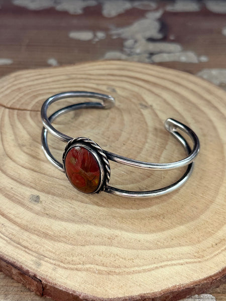 JASPER MEMORIES Sterling Silver & Red Jasper Cuff