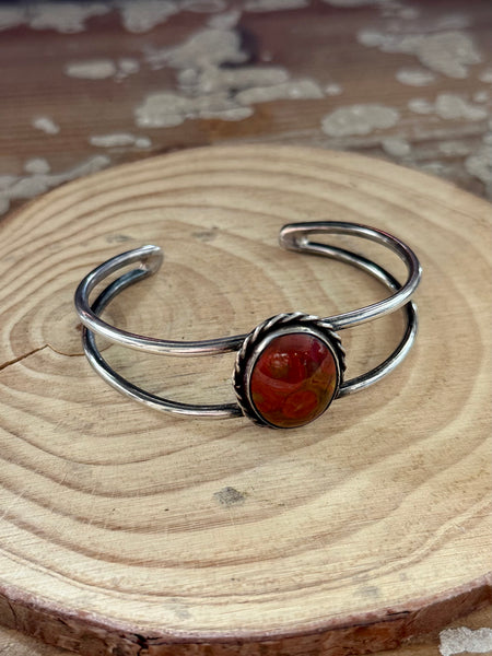 JASPER MEMORIES Sterling Silver & Red Jasper Cuff