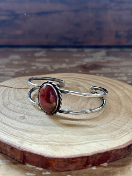 JASPER MEMORIES Sterling Silver & Red Jasper Cuff