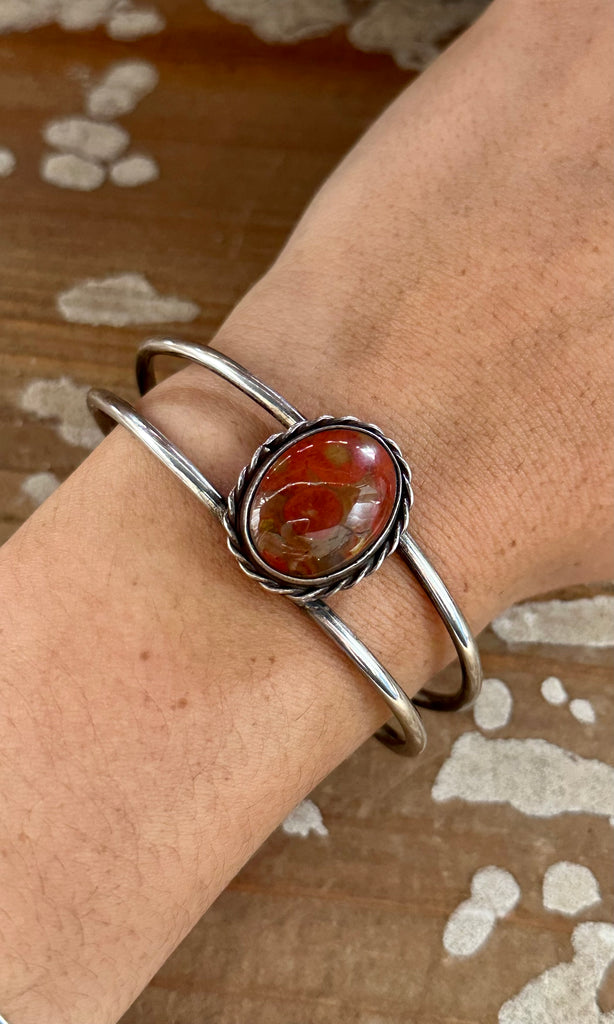 JASPER MEMORIES Sterling Silver & Red Jasper Cuff